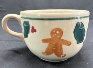 Hartstone Large Christmas Mug Gingerbread Man Holly Holiday Coffee Cup 18 ozVtg